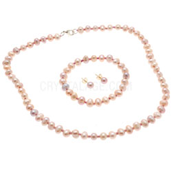 Crystal Earrings Jewellery Gift Box Set Pink Pearl
