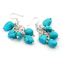 Gemstone Earrings Turquoise Chunk
