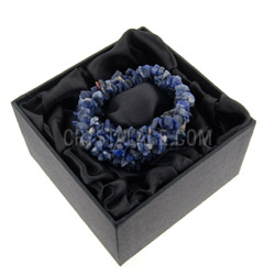 Gemstone Jewellery Sodalite chip cuff bracelet gift box