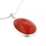 Carnelian Silver Rim Oval Crystal Pendant