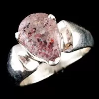 Harlequin Quartz Teardrop Crystal and Silver Rings