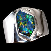 Natural Quartz Herkimer Opal Crystal and Silver Ring