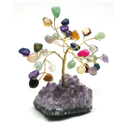 Mixed Crystal and Amethyst Gem Chip Tree