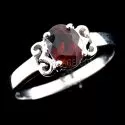 Red Garnet Gemstone White Gold Ring