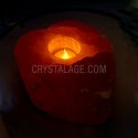 Red Selenite Heart Crystal Tea Light Holder