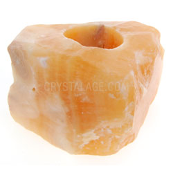 Natural Orange Calcite Crystal Tea Light Holder