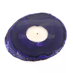 Violet Agate Slice Tea Light Holder