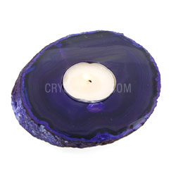 Violet Agate Slice Tea Light Holder