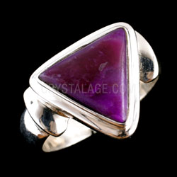 Silver Casing Triangle Sugilite Ring