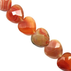 Heart Faceted Carnelian Beads