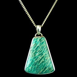 35mm Rounded Trapezium Amazonite and Silver Pendant