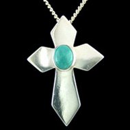 Turquoise Crystal Cross Pendant