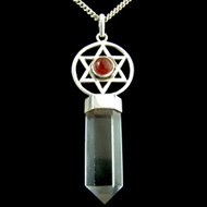 Carnelian and Quartz Point Pendant