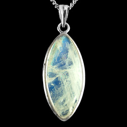 Long Diamond Silver And Moonstone Pendant