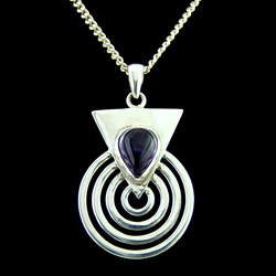 Amethyst & Silver Spiral Pendant