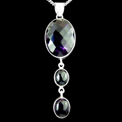 Silver & Amethyst Oval Drop Pendant