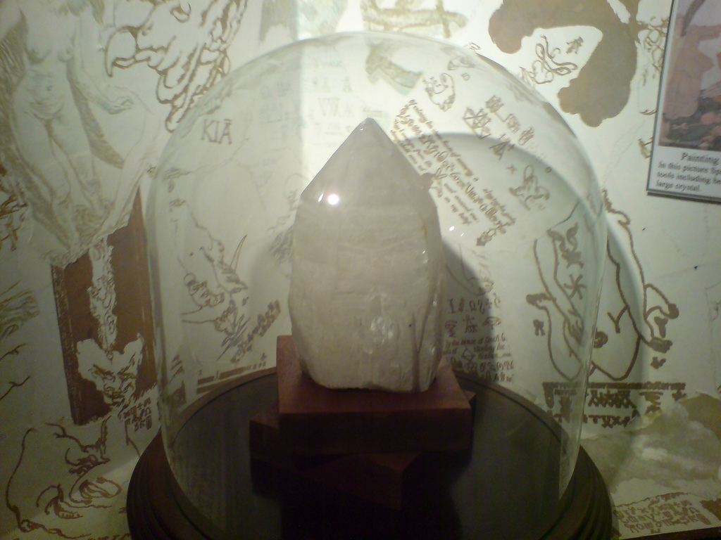 A scrying crystal on display at The Museum of Witchcraft located in Boscastle, Cornwall